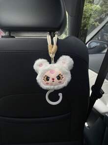 1pc Cute Cartoon Character Head Decor Car Seat Back Hook, Multifunctional Invisible Hanger For Car Seat Back, Car Interior Storage Hook, Car Decor & Storage Accessory - A - View 17