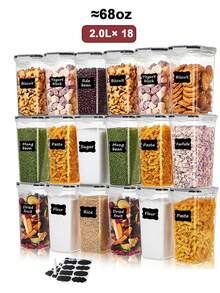 Gaazky 2pcs/4pcs Grain Container Storage Set, Openable Lid, 2.0L (68oz) Cereal Bucket, Food Dispenser, With Labels And Pen (Can Be Purchased Separately) - Clear - View 8