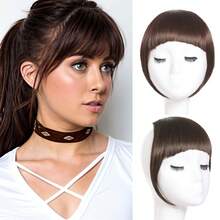 Synthetic Fiber French Bangs Clip-In Hair Piece, Lightweight Front Hair Extensions With Sideburns, For Women, Pure Black, Halloween - Multicolor - View 20