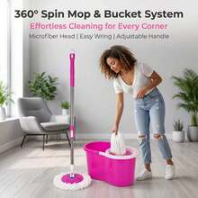 Effortless Floor Care Spin Mop And Bucket Set - 360° Rotating Floor Cleaning System With 8-Shaped Bucket, Ergonomic Long Handle Mop To Relieve Back Pain - 1101WM - Xem 2