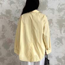 Women's fashion  Camisa holgada de manga larga con botones de ajuste casual simple en color amarillo claro para mujer - Amarillo - Ver 6