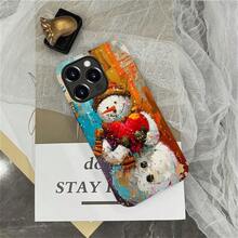 Case For IPhone 16 Pro, Colorful Pineapple Design, Liquid Silicone Case, Impact Resistant, Anti-Scratch, Shockproof - 聖誕雪人油畫 - 查看 6