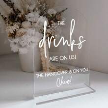 1pc Bar Sign, Drinks On Us, Hangover On You, Bar Table Decor Cheers Sign, Gift For Newlyweds, Colleagues And Friends, Wedding, Bridal Shower, Celebration, Summer Birthday, Beach Bar And Pub Decor - A - View 9