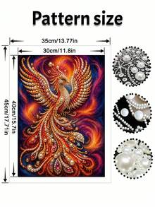 New Pearl Painting Red Phoenix Theme Frameless DIY Diamond Painting Kit, Suitable For Bedroom Decor, Living Room Wall Art, Room Decoration, Artwork - A - View 5