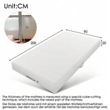 (=TH310157AAA) Materasso in schiuma fredda, 90 x 200 cm, materasso comfort a 7 zone, spessore 20 cm, H3, H2, materasso ergonomico in schiuma fredda con maniglie e rivestimento lavabile, trapuntato con fibre climatiche, cerniera integrale - Bianco - Visualizzare 4