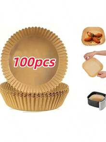 50/100/200Pcs 6.3-8 Inch Disposable Air Fryer Paper Liners, Non-Stick Oil-Proof Baking Paper, Waterproof Grease Resistant Liner Paper For Air Fryer Oven Cooking - 查看 14