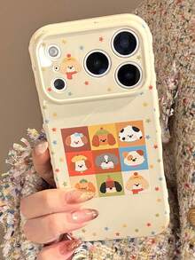 Minimalist & Fashionable Animal & Star Pattern Phone Case Compatible With IPhone 17, 16, 15, 14, 13, 12, 11 - Apricot - View 2