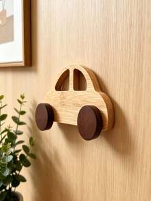 1pc Wooden Car Model Wall Hanging Hook Rack, Entryway Closet Fixed Hole Hook, Suitable For Bedroom And Living Room - Multicolor - View 7