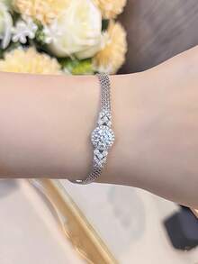 ConiiW Gelang Desain Kue Moissanite 2 Karat Perak Sterling 925, Hadiah Kreatif dan Elegan untuk Wanita - Perak - View 5