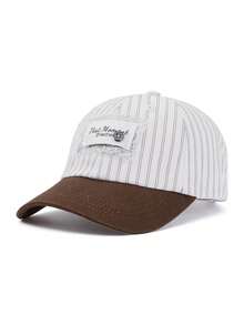 1 pieza Gorra de béisbol con parche a rayas blanco y beige, con ribete de encaje, diseño de parte superior suave vintage, estilo coreano casual - gorra de béisbol - Ver 8