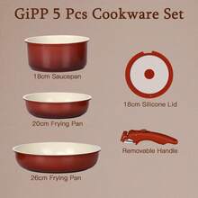 GiPP Pots And Pans Set Non Stick,5PCS Granite Nonstick Cookware Sets With Detachable Handle,Induction Kitchen Set Removable Handle - View 7