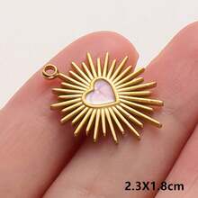 2pcs Rose Red Pearlescent Light Pink Oil Drip Sacred Heart Pendant Jewelry Making Charms 304 Stainless Steel Heart Pendant Sun Chain Flame Heart Pendant Suitable For Necklace Bracelet Earrings Bag Chain Decoration Personalized Vintage Fashion Accessories Enamel Sacred Heart Pendant Handmade DIY Gift Men Women Accessories Jewelry Supplies - Love Heart - View 18