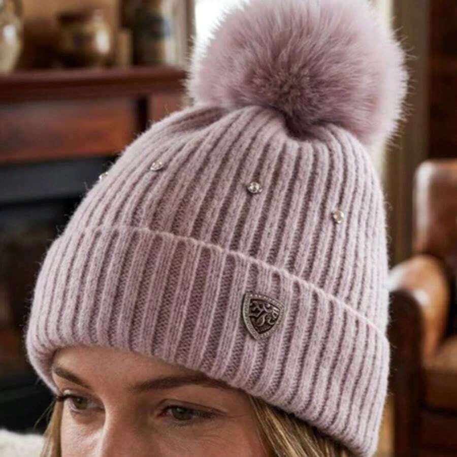 Women's Winter Thermal Hat With Glitter, Hypoallergenic, Lined With A Cute And Stylish Pom-Pom, Warm And Stylish. - MYA-40 rosa c/ detalhe - 查看 1