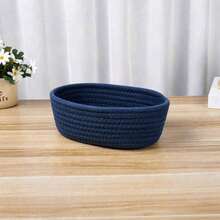 3pcs/1pc Large Blue Oval Handmade Woven Storage Basket, Bohemian Style Rope Basket, Suitable For Kitchen, Bathroom, Multi-Functional Room, Bedroom, Living Room, Dorm, Desk, Vanity, Home Decor, Also For Storing Snacks - Blue - View 14