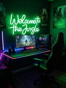 Welcome To The Jungle LED 霓虹燈裝飾，亮度可調，適用於居家、遊戲室、酒吧或派對裝飾，USB 供電 - welcome to the jungle - 查看 7