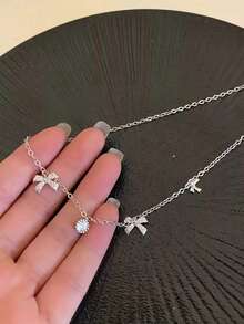 1 pieza Collar colgante de cinta elegante y exquisito, adecuado para uso diario, cadena de plata S925, cadena de oro, adecuado para uso diario, gargantilla - Mariposa - Ver 8