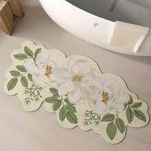 1 pieza Alfombra de baño con patrón floral dorado, alfombra de baño, felpudo, alfombra pequeña, alfombra, alfombra de piso, decoración del hogar, alfombra de área, alfombra de exterior, alfombra de dormitorio, alfombra lavable - Multicolor - Ver 5