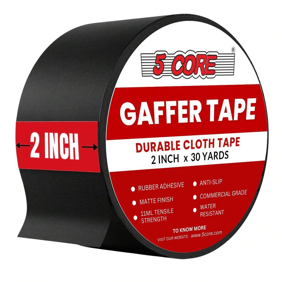 5 Core Gaffers Tape 2 Inch 30 Yards Professional Black Pro Gaff Tape Non Reflective Water Resistant - A - View 1
