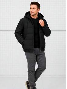 High Quality Double-Sided Puffer Jacket - Black - View 2