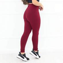 Flannel Pants For Cold Weather With Warm Lining, High Waist, Sizes S To XL. - Burgundy - View 5