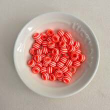 60pcs Multicolor Striped Cylindrical Resin Spacer Beads With White Stripes, Suitable For DIY Jewelry Making, Bracelets, Necklaces, Earrings, Hair Accessories And Handmade Crafts - Multicolor - View 15