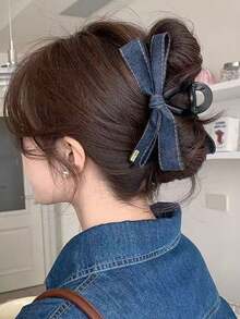 Bow Hair Clip - Elegant Vintage Blue Fabric Hair Accessory, Suitable For Women, Mother's Day Gift, Party And Birthday Hair Clip, Securely Holds Updos And Buns, Versatile Use, Perfect For Party And Birthday Occasions, Ideal Mother's Day Gift - Multicolor - View 1