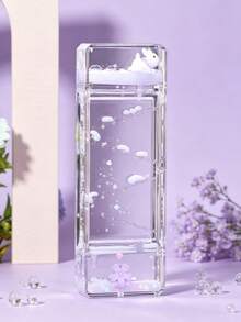 1pc Creative Sakura Rabbit Transparent Liquid Filled Desk Decor, Made Of High Transparency Acrylic, 3-Layer Cube Design With Cute Elements Like Sakura, Rabbit, Ice Cream, Gradient Color Liquid Slowly Flowing, Noiseless Multi-Color Options, Serves As Both Timer And Desktop Ornament, Ideal For Teenagers, Students, Office Workers, Decor Enthusiasts, Stress Relief Toy Collectors - Multicolor - View 13