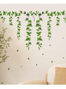 Nordic Green Plant Leaf Wall Decal Large Floral Wall Sticker, Removable Vine Home Decor Art Sticker, Suitable For Bedroom, Living Room, Classroom, Office Baseboard/Crown Molding Home Decor Sticker - Multiple Styles - View 10
