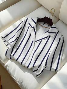 Nueva blusa de mujer de manga corta y cuello en V adelgazante, para primavera/otoño - Multicolor - Ver 1