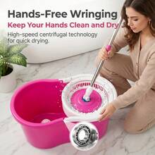 Effortless Floor Care Spin Mop And Bucket Set - 360° Rotating Floor Cleaning System With 8-Shaped Bucket, Ergonomic Long Handle Mop To Relieve Back Pain - 1101WM - Xem 3