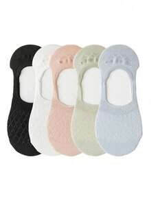 1/5/8/10/12 Pairs Multi-Pack Women's Mesh Summer Thin Solid Color Invisible Socks, Non-Slip Boat Socks, Soft Comfortable Casual Fluffy Socks, Suitable For Daily Outings, Home, Office, Campus, Sports Short Socks - Multicolor - View 5