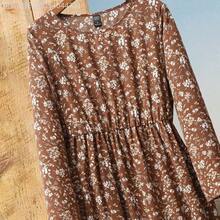 MewMuse.  Vestido de mujer de manga larga con cuello redondo y estampado floral - Multicolor - Ver 5