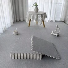 10pcs/Set New Faux Sisal Interlocking Puzzle Carpet Tiles, 150cm*60cm*0.6cm, Modular Faux Sisal Floor Mats, Decorative Rug, Lightweight Washable Carpet, Non-Shedding, Non-Fading, Comfortable Fabric, Faux Sisal Surface, EVA Bottom, Free Cut, Suitable For Bedroom, Living Room, Study, Game Room And Daily Home Use - Apricot - View 14