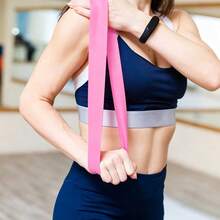 1 pièce/5 pièces Bande de résistance légère antidérapante en TPE, parfaite pour l'entraînement de la flexibilité et de la mobilité, convient pour le yoga, le Pilates, l'entraînement de résistance, la gymnastique et la danse, bande d'étirement - Étiquette ronde rose - Voir 3