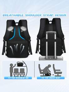 NEWHEY 17.3 吋筆電背包 40L 旅行背包 可登機行李筆電背包 - 黑色 - 查看 4