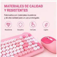 Pastel Bluetooth Keyboard And Mouse Kit For Girls | Ultra-Thin Silent Keyboard With Square Keys | Rechargeable, Compatible With 3 Systems And All Devices - Baby Pink - View 11