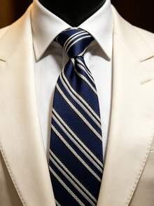 1PC Vintage Contrast Color Striped Men's Business Tie, Multi-Color Versatile Formal Style - Multicolor - View 2