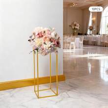 10-Piece Gold Modern Flower Stands For Weddings & Parties - DIY Decoration W/Stable Rectangular Base, Easy Assembly & Storage, High-Quality Iron Frame (60cm, 11lbs Capacity) - Gold - View 11