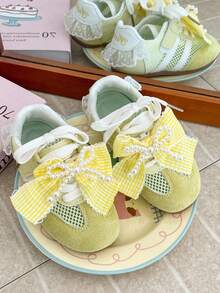 1 Pair Girls' Athletic Shoes, Soft And Shock-Absorbing, Quick-Drying Running Shoes, Lightweight And Suitable For Girls' Street Style - Yellow - View 3
