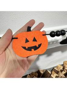 Halloween Pumpkin Ribbon Decorations, Witch Hat Bead Hanging Ornaments, Feather Pumpkin Ribbon Decorations, Witch Hat Ribbon Decorations - Multicolor - View 9