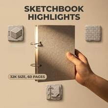 1pc Linen Cover Sketch Pad, 32K Drawing Notebook, Detachable Drawing & Sketching Spiral Notebook - Single Piece - View 1