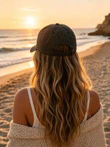 1pc Women's Vintage Distressed Washed Denim Baseball Cap, Adjustable Design, Unisex. British Style Hollow Out Sun Protection Breathable Knit Hat, Suitable For Women. - Multicolor - View 3