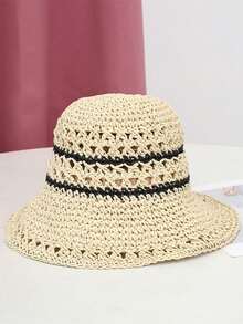 1pc Polyester Bohemian Straw Hat, Fashion New Brim Design, Breathable Outdoor Sun Protection Hat, Suitable For Daily Outdoor Use - Multicolor - View 11