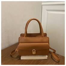 Bolso de cuero genuino para mujer, elegante bolso de mano y de hombro para oficina, citas y fiestas. Nuevo modelo de primavera 2026, moda de lujo ligero, diseño casual y sencillo, bolso cruzado de un solo hombro con textura para uso diario. - Rosa - Ver 10