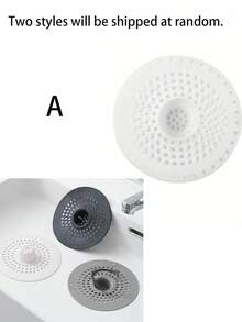 1pc Silicone Drain Filter, Suitable For Shower And Kitchen Sink, Easy To Install, Expandable, White And Gray Available, Round Design With Drainage Holes, Perfect For Bathroom Or Kitchen Use, Perforated Design, Easy Install Filter, Shower Drain Hair Catcher - Multicolor - View 4