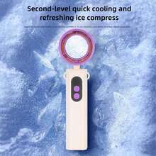 1PC Handheld Fan Ice Cooler USB Rechargeable Digital Display Long Battery Life High Speed For Indoor Outdoor Portable Lightweight ABS Material For Indoor Outdoor Travel Office - 多色 - 查看 1