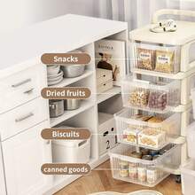 4-Tier Kitchen Storage Trolley, Foldable Mobile Rack For Bathrtoom, Laundry, Bedroom & Kitchen, Multi-Functional Organizer - White - View 6