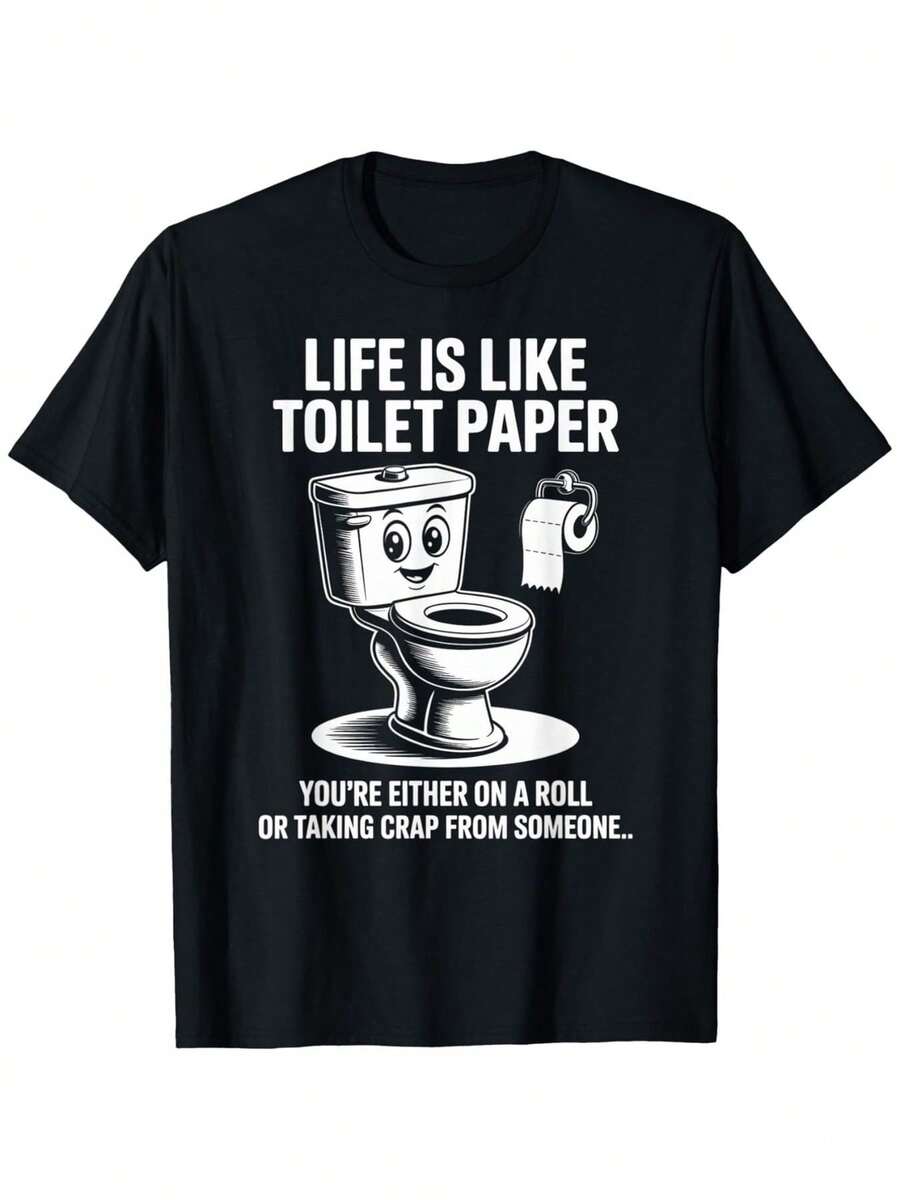 Esta camiseta con un diseño cómico de papel higiénico con una gran impresión es un regalo ideal para amigos, familiares o para cualquier persona que disfruta de una buena risa. - Negro - Ver 1