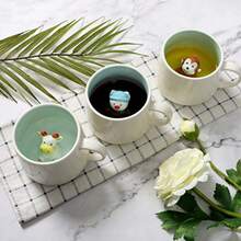 Taza de café 3D con dinosaurio en el interior, linda taza de té de cerámica con figura de animal hecha a mano, regalos para Navidad, cumpleaños, día de la madre para amigos, familia o niños - Perezoso blanco - Ver 7