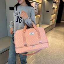 Quilted Large Capacity Travel Duffel Bag - Crossbody Weekend Getaway Bag With Separate Shoe Compartment - View 7